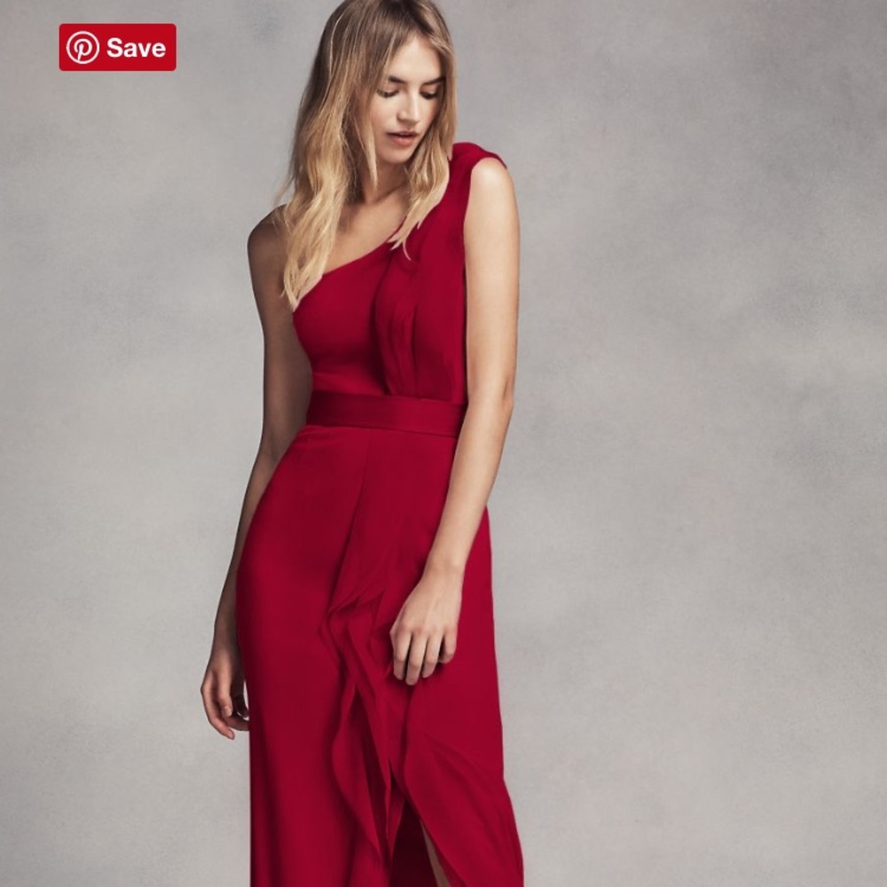 Vera Wang One Shoulder Dress with Ruffles